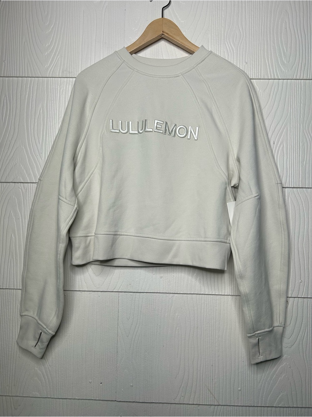 lululemon athletica Cream Cropped Logo Sweatshirt